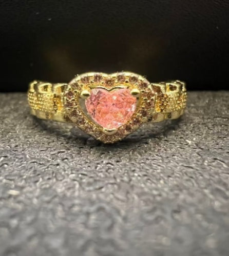 Pink Crystal Heart Ring