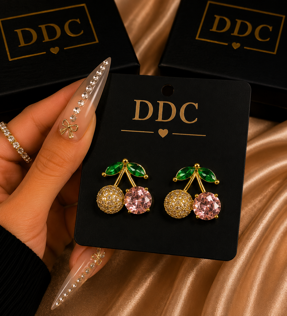 Cherry Pink x Gold Earrings
