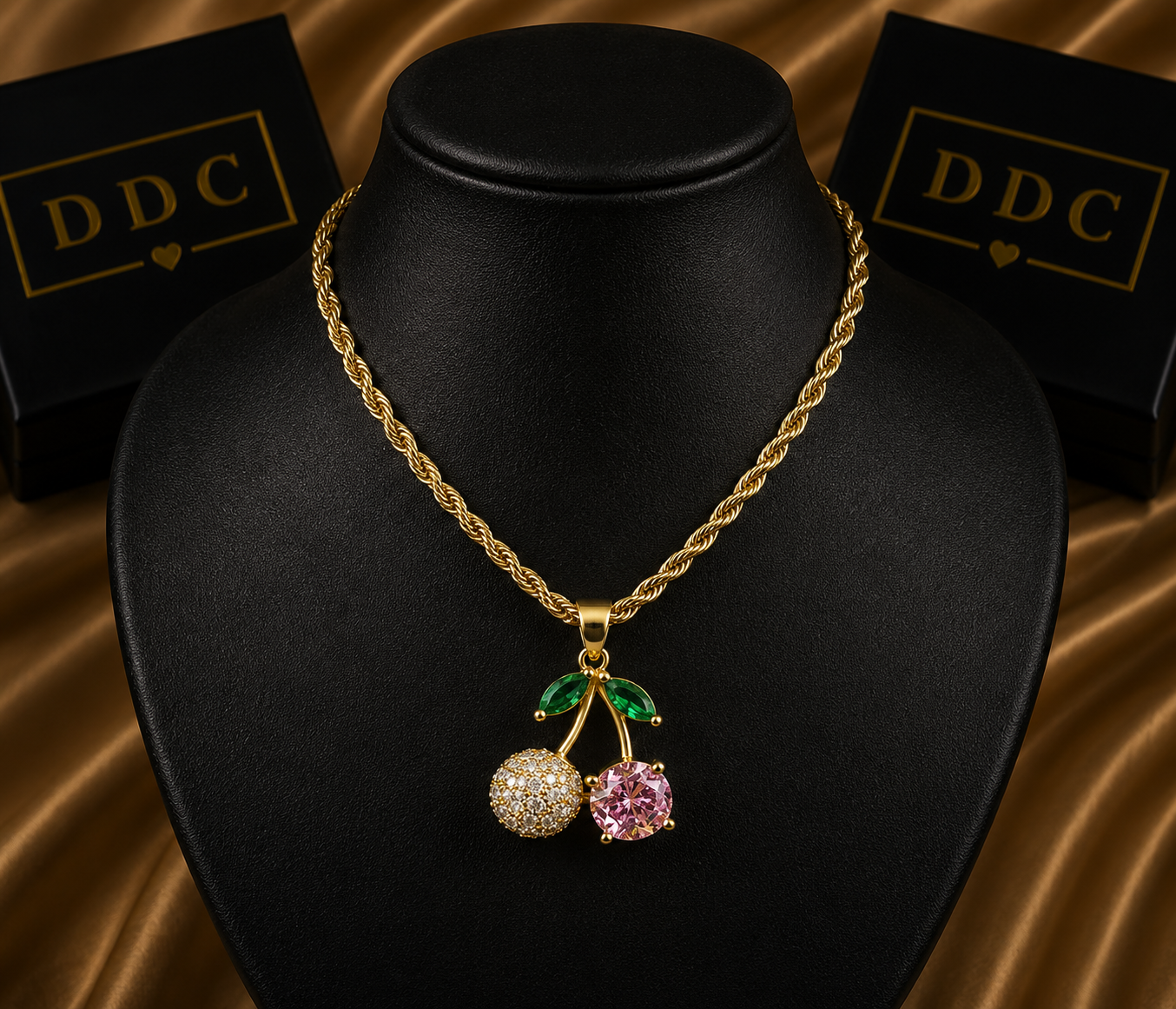 Gold x Pink Cherry Necklace