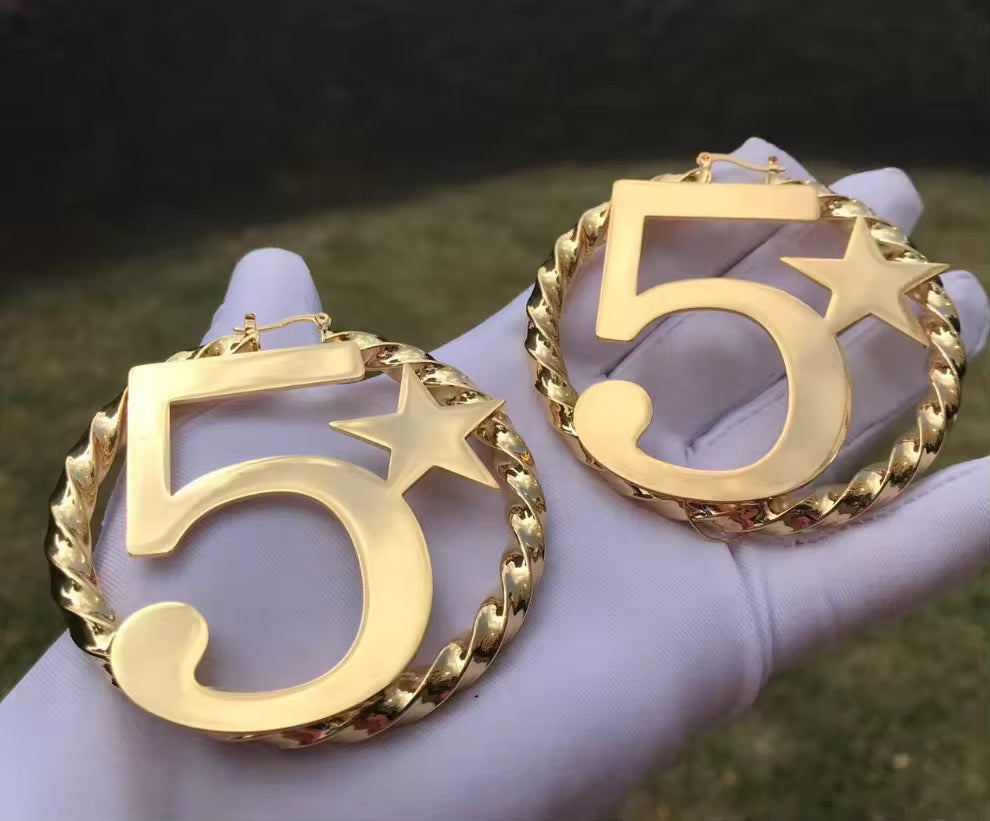 Gold 5 Star Hoops